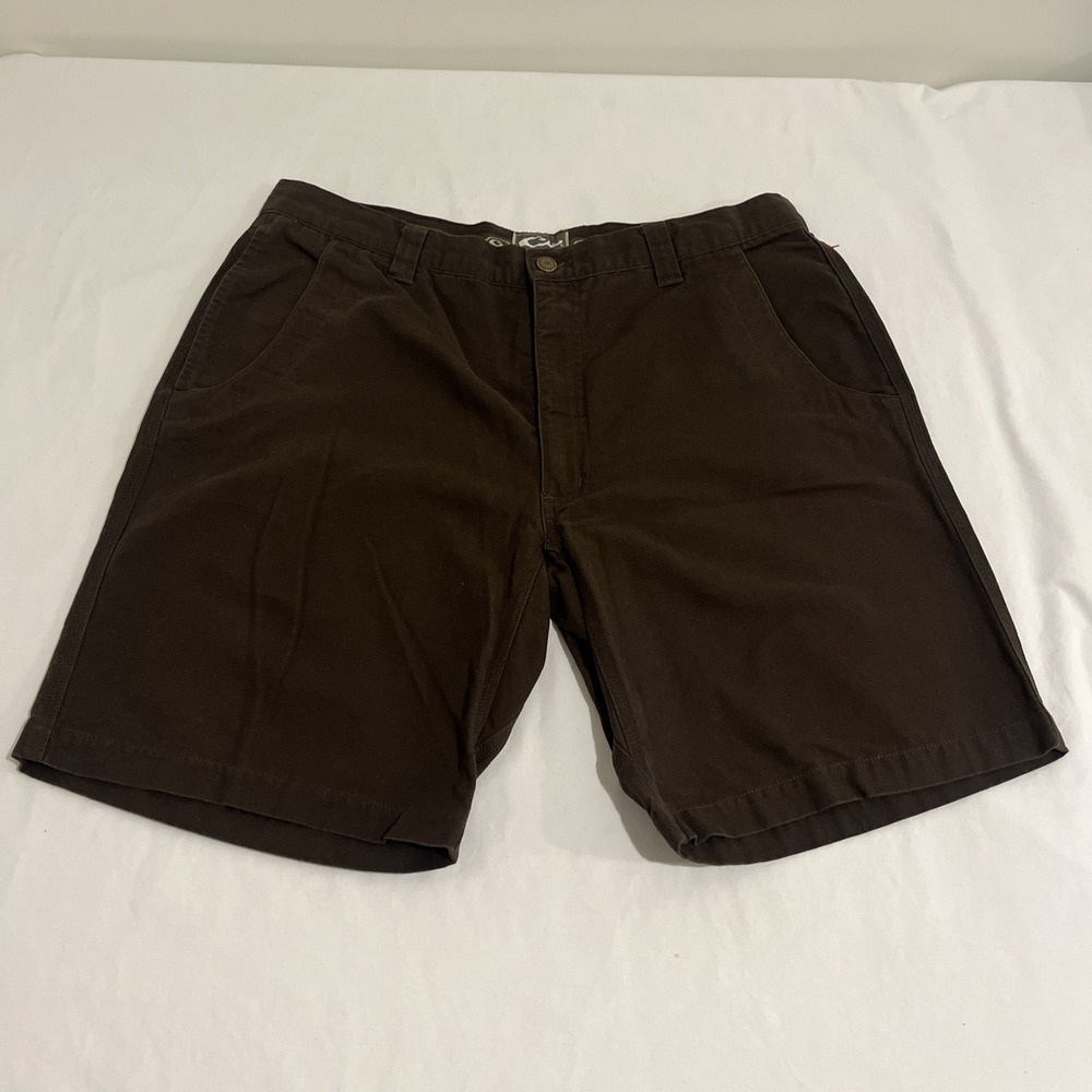 Drake Waterfowl Shorts Men's 36 Brown Khaki Flat Front Hiking Golf Chino